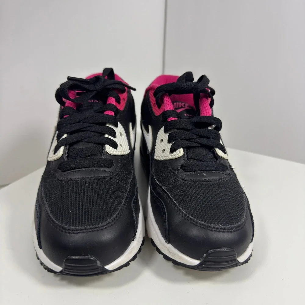 Nike Air Max 90 Mesh Kids 4Y Black White Vivid Pink Running Shoes 724824-003